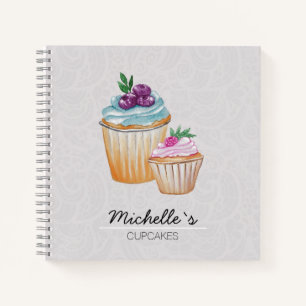 Carnet Gâteaux et fruits motif aquarelle