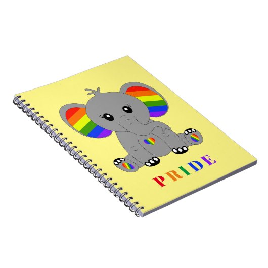 Carnet GAY PRIDE LGBTQ - éléphant mignon avec drapeau arc (Côté Droit)