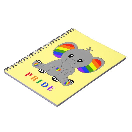 Carnet GAY PRIDE LGBTQ - éléphant mignon avec drapeau arc (Côté gauche)