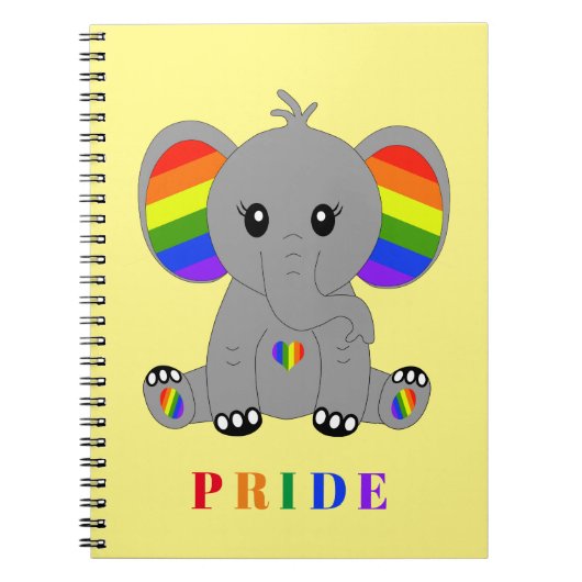 Carnet GAY PRIDE LGBTQ - éléphant mignon avec drapeau arc (Devant)