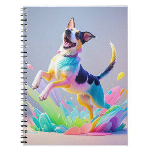 Carnet Géant coloré heureux jouant chien drôle, splash
