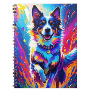 Carnet Géant coloré heureux jouant chien drôle, splash