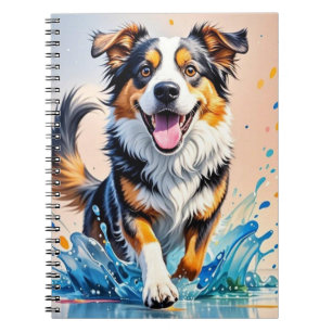Carnet Géant coloré heureux jouant chien drôle, splash