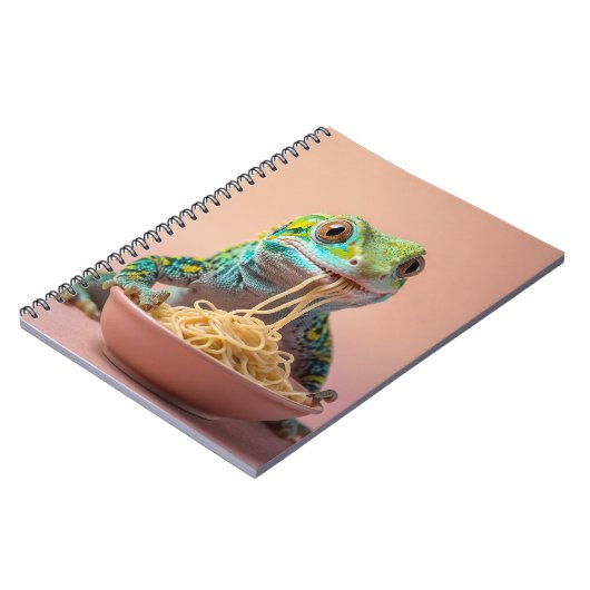 Carnet Gecko Drôle Manger Spaghetti (Côté gauche)