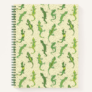 Carnet Geckos d'escalade sur fond jaune - motif transpare