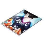 Carnet Geisha avec kimono bleu foncé art original (Côté gauche)