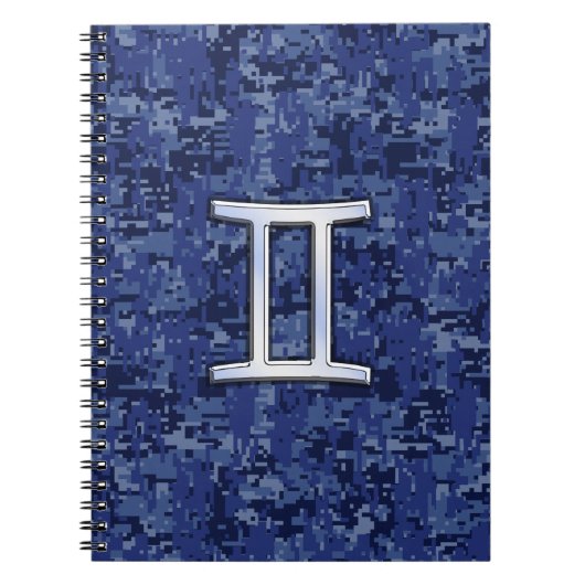 Carnet Gemini Zodiac Symbol on Navy Blue Digital Camo (Devant)