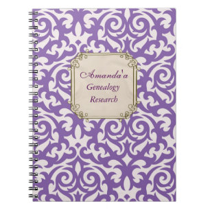 Carnet Généalogie pourpre élégante de damassé