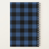 Carnet Genre Neutre Bleu Buffalo Vérifier Nom Monogramme (Verso)