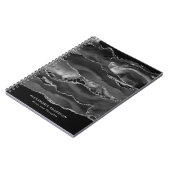 Carnet Géode d'Agate en marbre gris argent noir élégant (Côté gauche)
