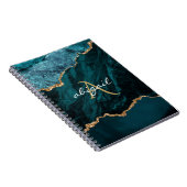 Carnet Géode d'agate sarcelle or monogramme (Côté Droit)