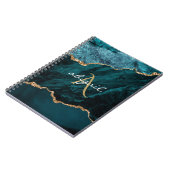 Carnet Géode d'agate sarcelle or monogramme (Côté gauche)