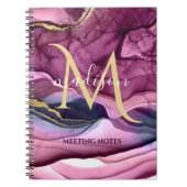 Carnet Géode d'âge monogramme violet rose et or (Devant)