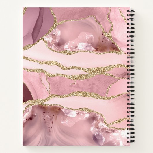 Carnet Géode d'âge or rose pâle Monogramme Nom du script (Dos)