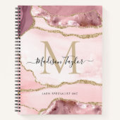 Carnet Géode d'âge or rose pâle Monogramme Nom du script (Devant)