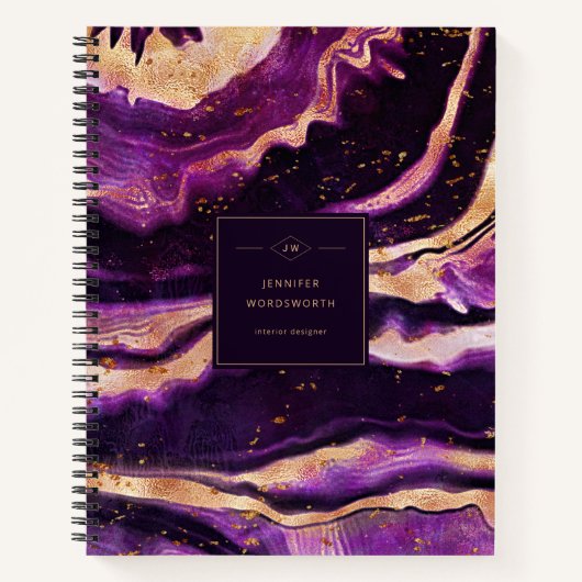 Carnet Géode rose violet moderne Agate noir Abstrait (Devant)