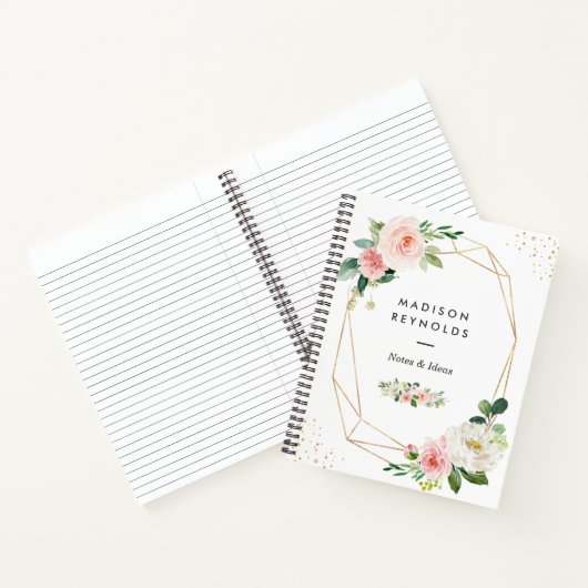 Carnet Géométric Blush pink Floral Personal Notes (Intérieur)
