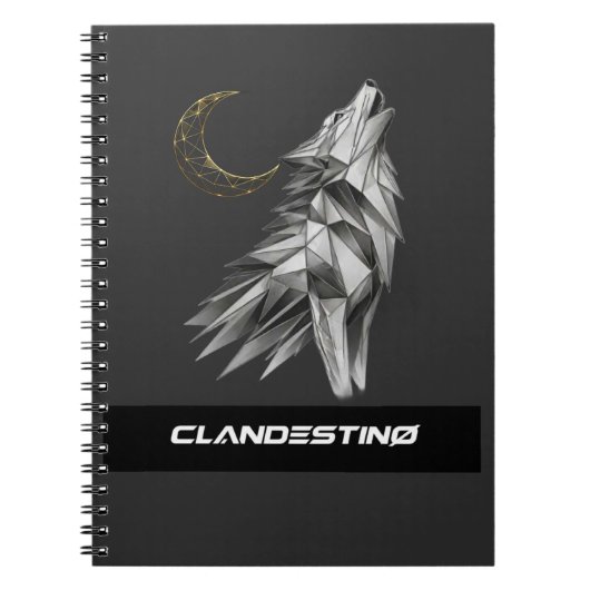 Carnet Geometric Wolf Moon Notebook – Black Gold Luxury J (Devant)