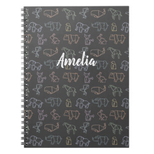 Carnet Géométrie colorée personnalisable Origami Animaux
