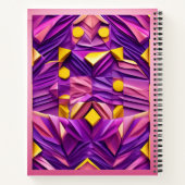carnet géométrique 3D violet, rose et jaune (Dos)