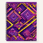 carnet géométrique 3D violet, rose et jaune (Devant)