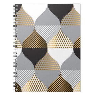 Carnet Géométrique de luxe : noir, or motif