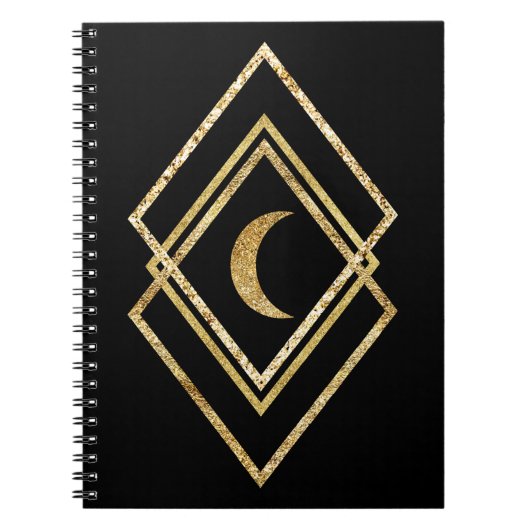 Carnet Géométrique en or avec lune (Devant)