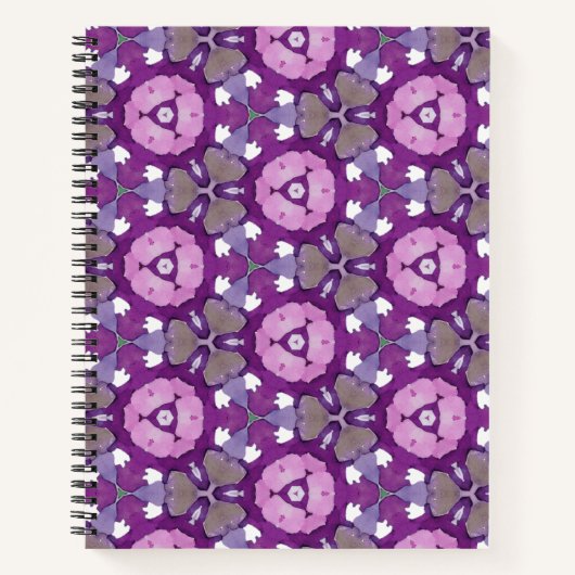 Carnet géométrique floral - violet et rose (Devant)