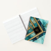 Carnet Géométrique Personnalisé Moderne Unique Sarcelle O (Intérieur)