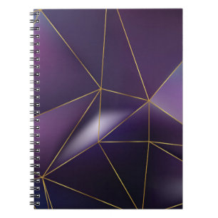 Carnet géométrique violette Abstraite avec lignes dorées