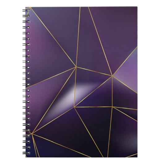 Carnet géométrique violette Abstraite avec lignes dorées (Devant)
