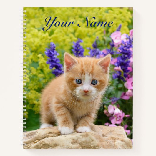 Carnet Gingembre Fluffy Cute Baby Chat Fleurs de chaton - (Devant)