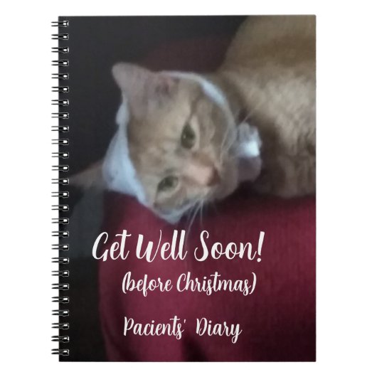 Carnet Ginger Cat Photo Get Well Soon , Spiral (Devant)