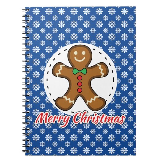 Carnet Gingerbread - Patters bleus - Merry Xmas (Devant)