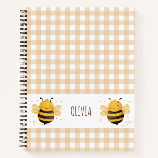 Carnet Gingham "Bee Happy" Bourdon Rondouflot (Devant)