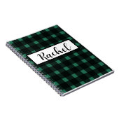 Carnet Gingham Noir Vert Rustique (Côté Droit)