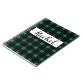 Carnet Gingham Noir Vert Rustique (Côté gauche)