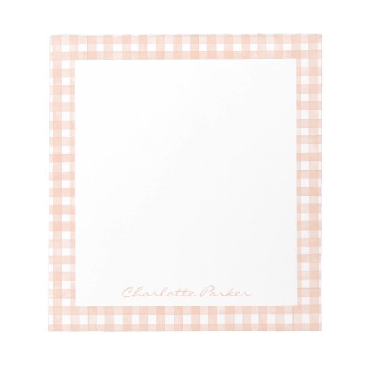Carnet Gingham Nom Personnalisé (Devant)