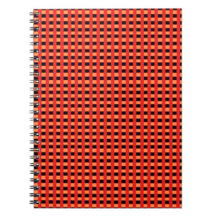 Carnet Gingham Orange, Rouge et Noir Design de Motif Cool
