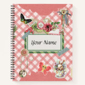Carnet Gingham Rose Doux Éléments Mignons (Devant)