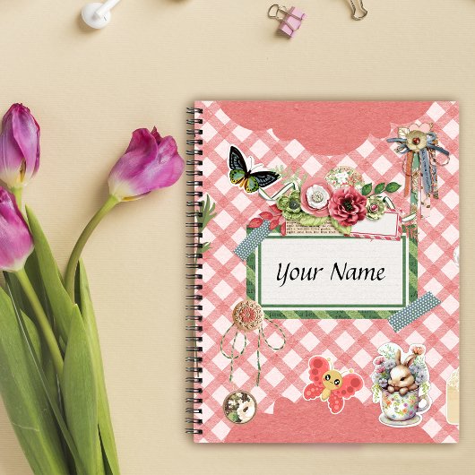 Carnet Gingham Rose Doux Éléments Mignons
