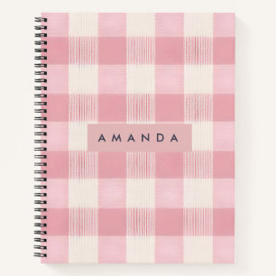 Carnet Gingham Rose Pâle Personnalisé