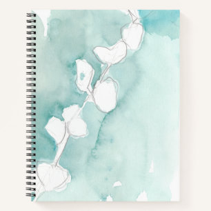 Carnet Ginkgo sur Dusty Turquoise - Blanc