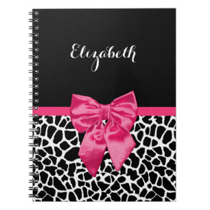 Carnet Girafe à l'impression arc rose chaud Nom