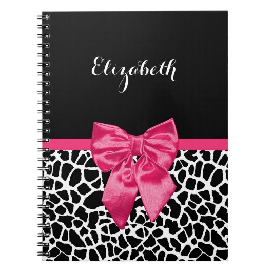 Carnet Girafe à l'impression arc rose chaud Nom (Devant)