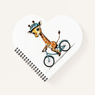 Carnet Girafe à vélo - Dessin au crayon à la main