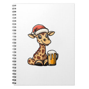 Carnet Girafe de Noël avec bière _ Fête de Noël