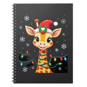 Carnet Girafe Mignonne Lumières de Noël Chapeau de Père N