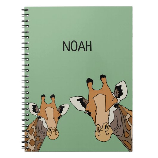 Carnet Girafe Personnalisée Drôle Verte (Devant)