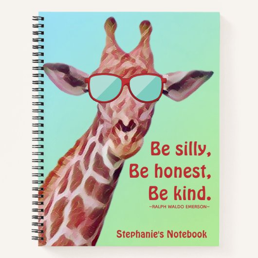 Carnet Giraffe amusante Citation Inspirationnelle Emerson (Devant)